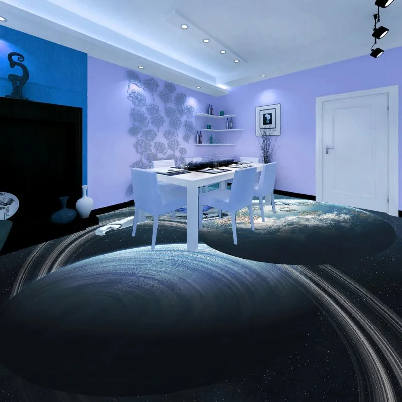 

Free shipping custom thickened waterproof self-adhesive living room study floor 3D astronauts sky flooring murals wallpaper