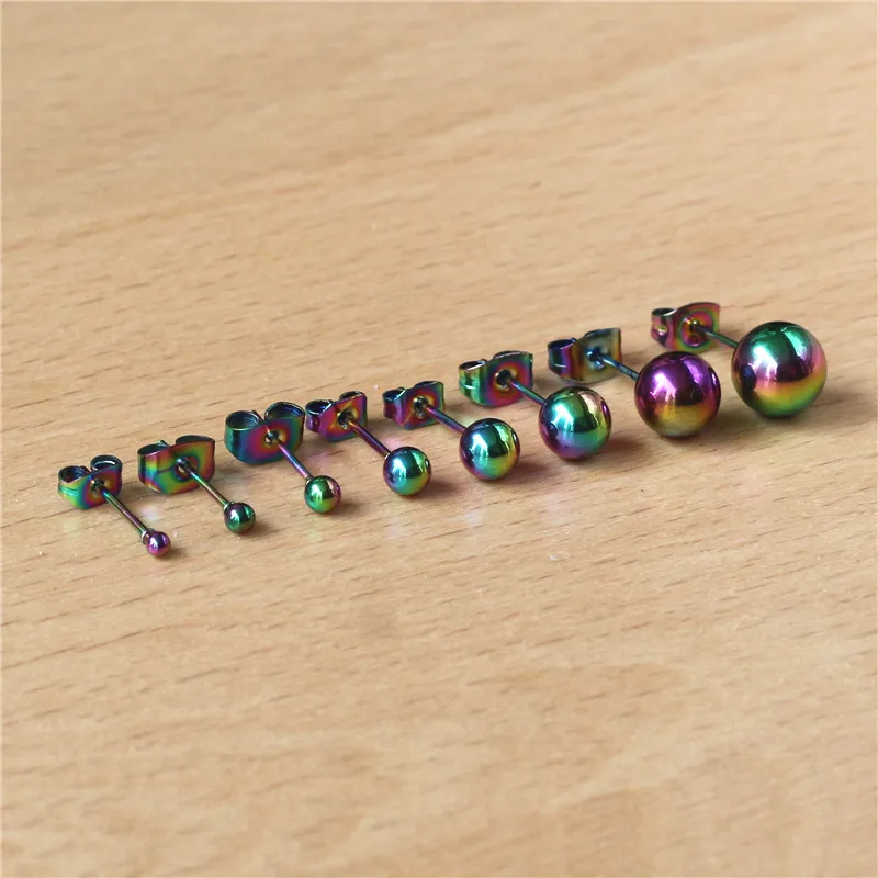 

Q4 316 L Stainless Steel Stud Earrings Colorful Vacuum Plating No Easy Fade Anti Allergy Size From 2mm to 8mm