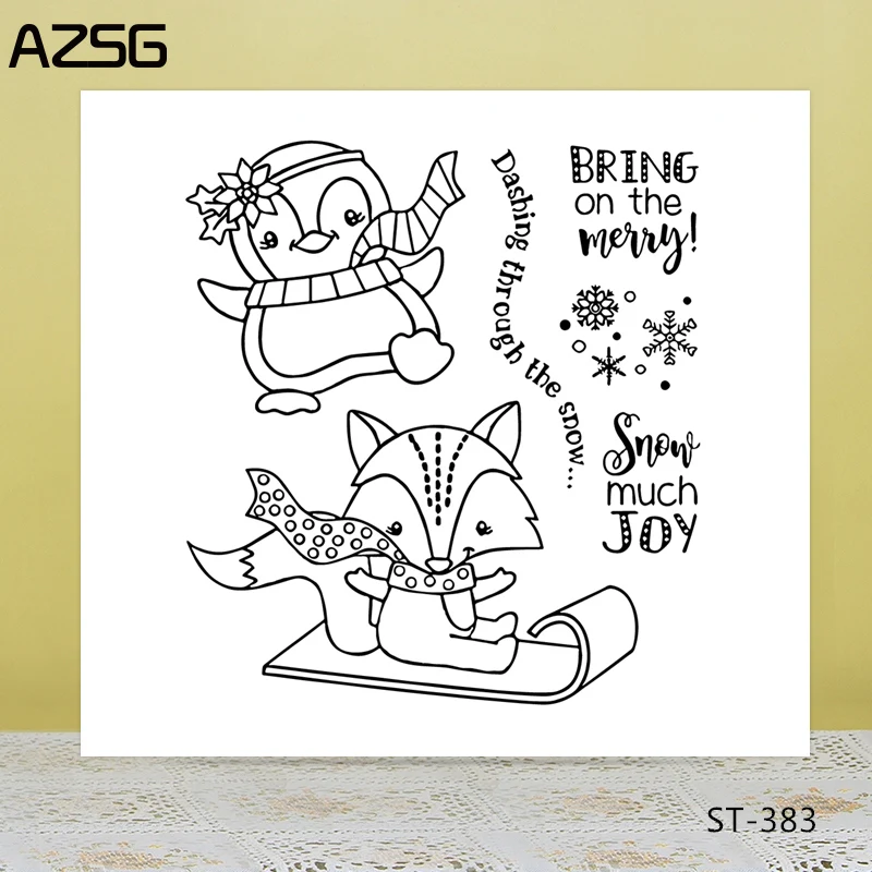

AZSG Cartoon Lovely Fox Penguin Clear Stamps/Seal For DIY Scrapbooking/Card Making/Album Decorative Silicone Stamp Crafts