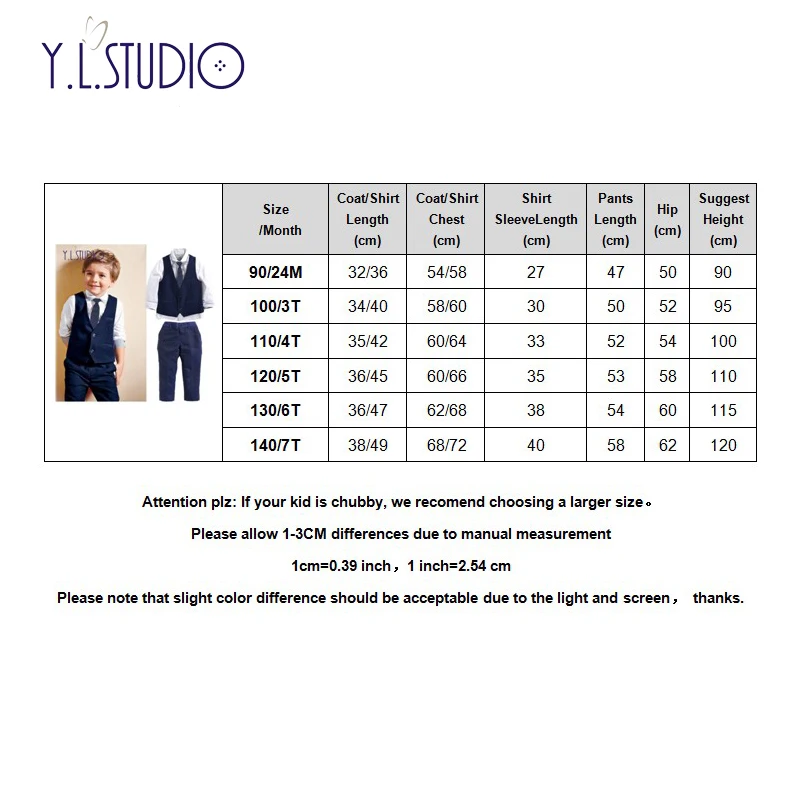 

Y.L.STUDIO Kids Formal Clothes Set 3PCS For Boys Shirt With Tie Suit-Vest Pants Formal Suit Boys Outfits Children Clothing