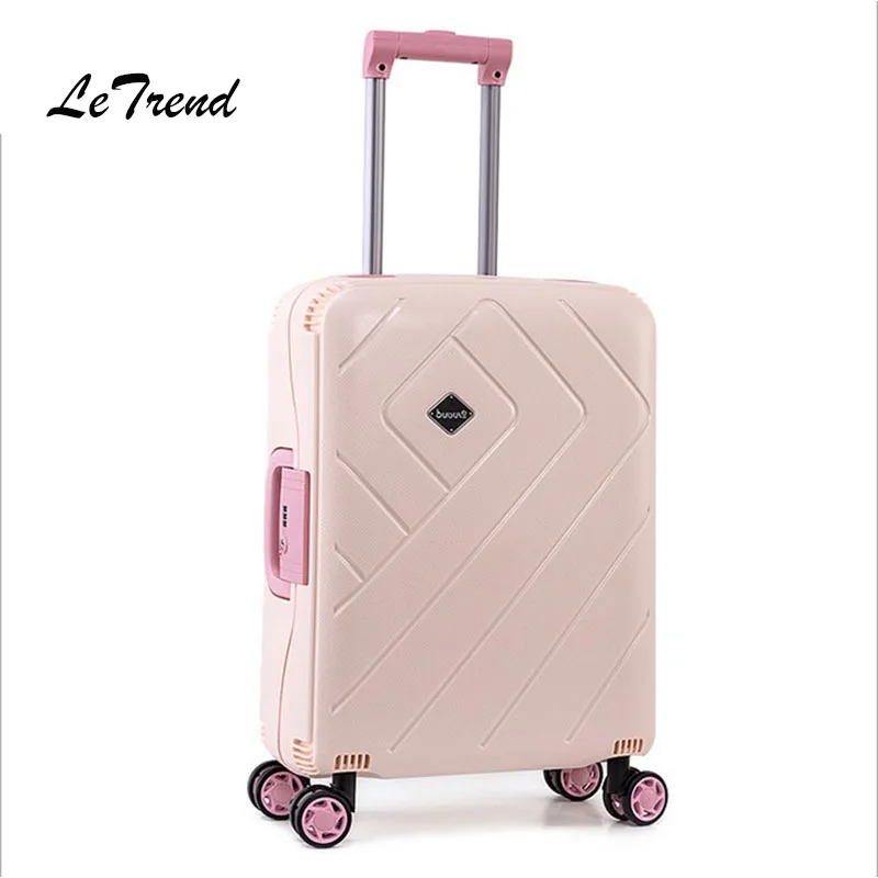 Letrend Women Suitcases Wheel Rolling Luggage Spinner Pink Password Travel Bag 20 inch Cabin Trolley Fashion Women's | Багаж и сумки