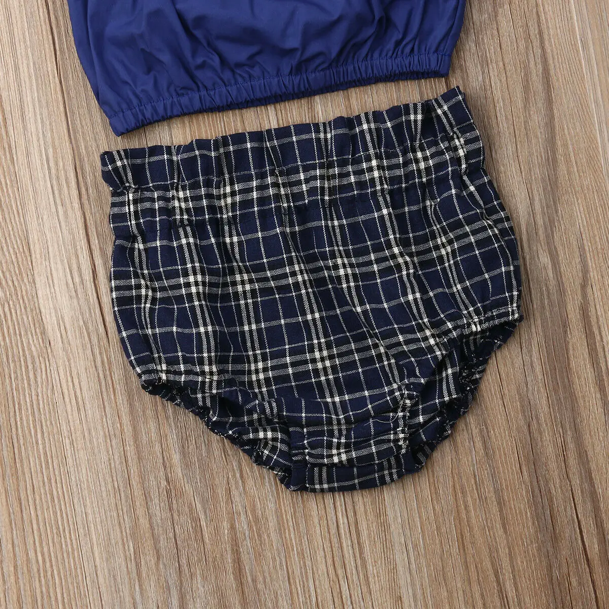 

Summer Newborn Baby Girl Clothes Solid Ruffles Crop Tops Plaids Pants Outfits Baby's Sets