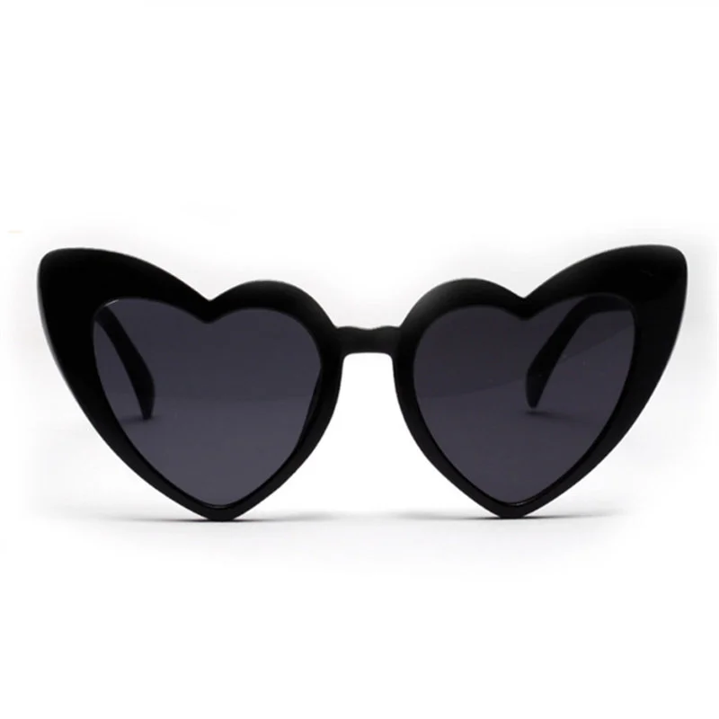Black YOOSKE Love Heart Солнцезащитные очки женские милые сексуальные женские ретро солнцезащитные очки «кошачий глаз» винтажные 90s розовые очки красные очки flash - Цвет линз: Black