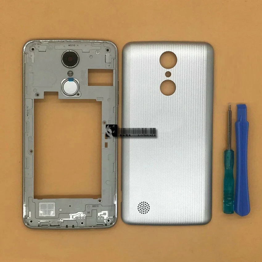 Для LG Aristo K8 M210 MS210 Корпус Шасси рамка объектив камеры стекло отпечатков пальцев+ задняя крышка батареи+ клей+ комплекты