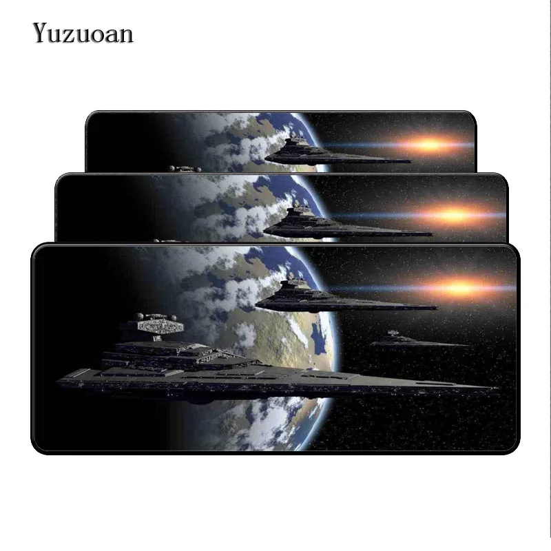 Yuzuoan 900*400*5 мм оверлок край Звездные войны дирижабль игровая мышь для украшения рабочего стола резиновый коврик для мыши