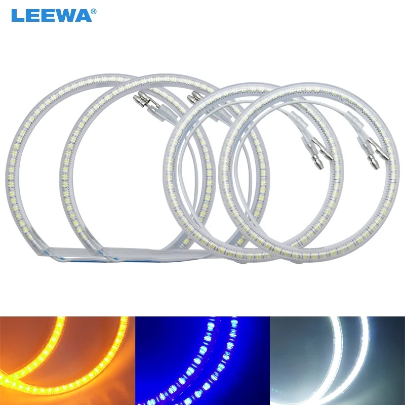 LEEWA 2X131mm 2X106mm 4 шт./компл. Автомобильные светодиодные кольца с ореолом ангельские