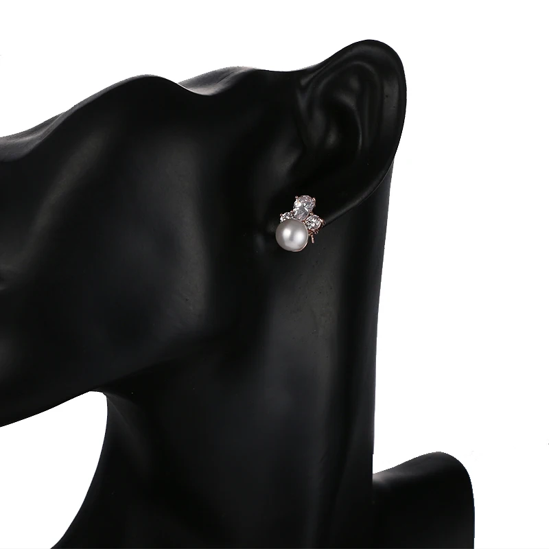 Женские серьги гвоздики с кристаллами и жемчугом|earrings gift|flower stud earringsfashion earrings |