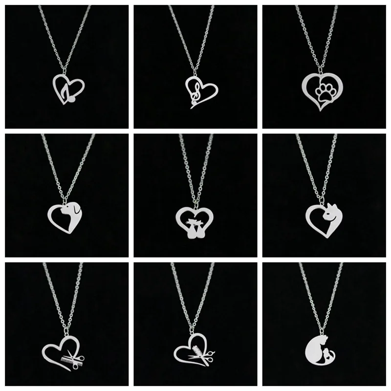 Цепочка с подвеской в форме сердца из нержавеющей стали|scissor pendant|stainless steel charm