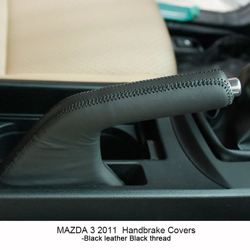 

PONSNY Car Handbrake Covers Case for Mazda 3 2011 Auto Genuine Leather Handbrake Grips Cover