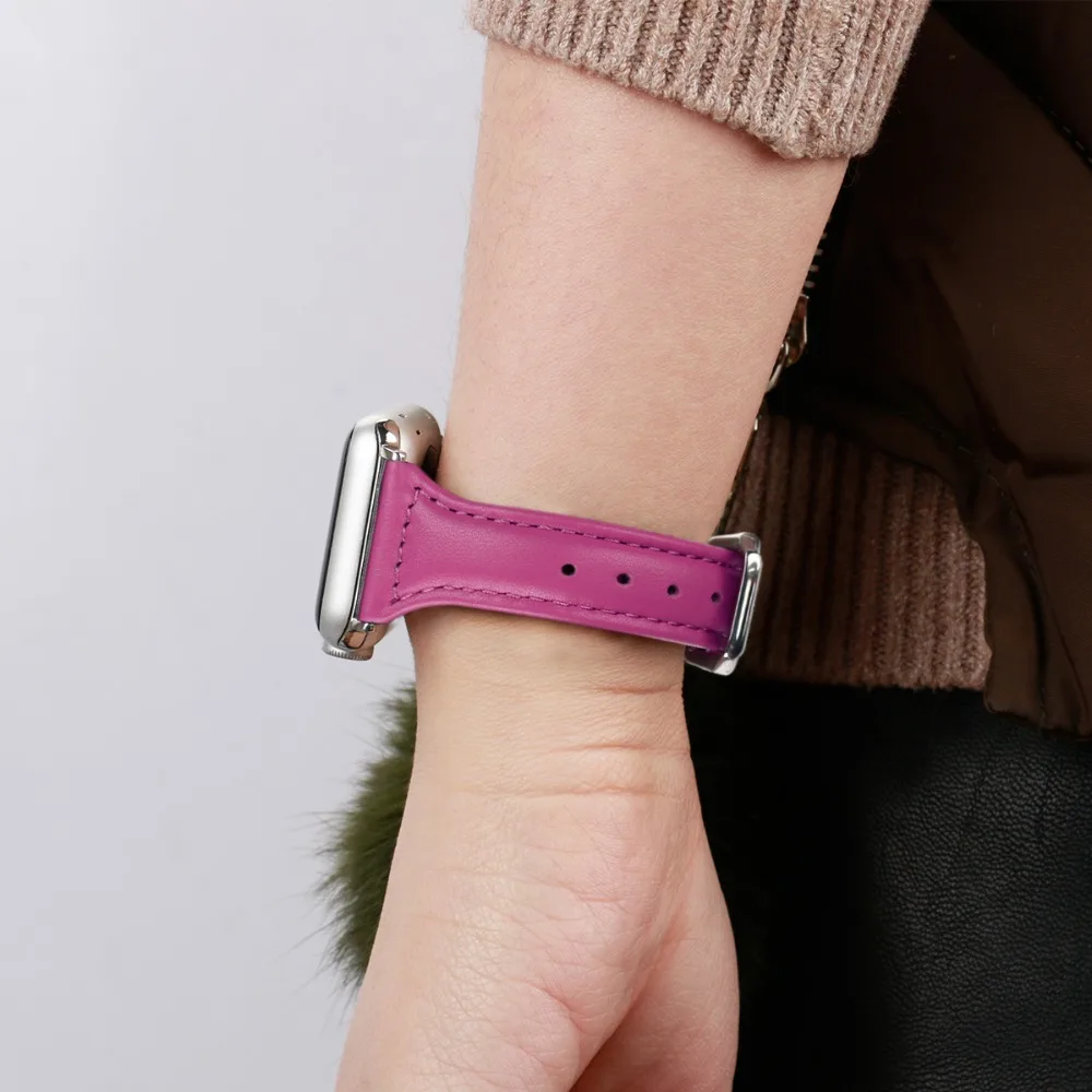 EIMO кожаный ремешок для apple watch band apple watch 4/3/2 наручных часов iwatch, ремешок 42 мм, 38 мм/44 мм/40 мм тонкий кожаный браслет, correa, ремешок для часов
