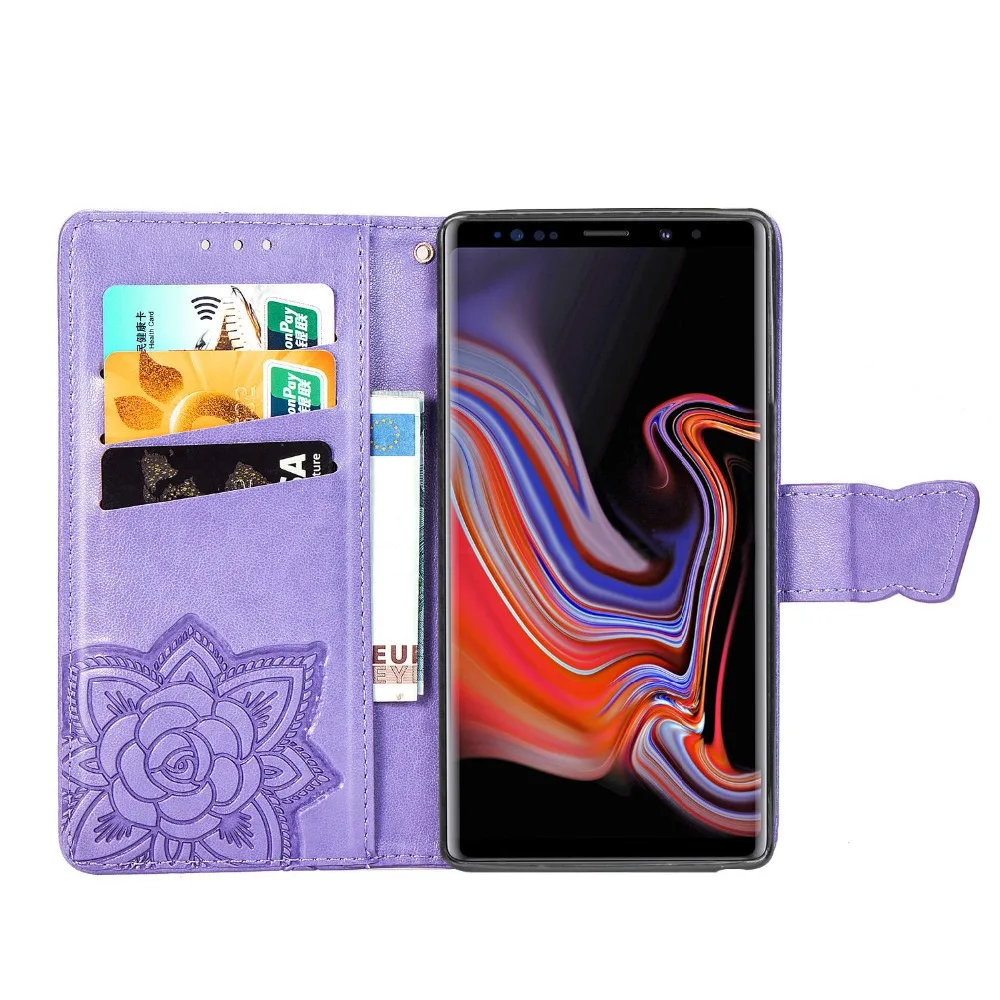 Чехол для Samsung Galaxy Note 9 кожаный чехол с цветком бабочкой и под давлением samsung note