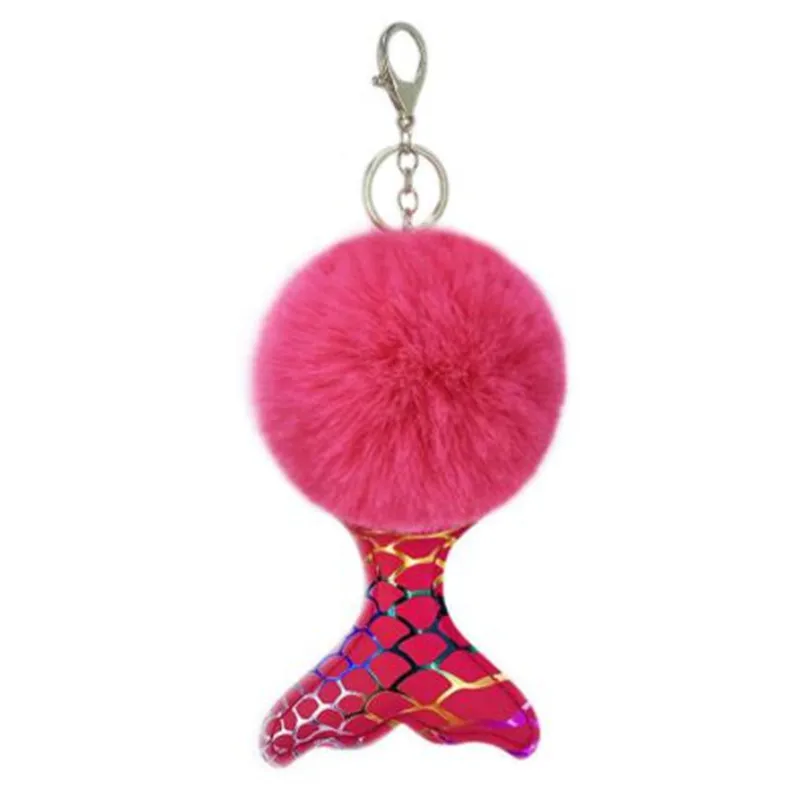 WKOUD брелок для ключей русалка меховой помпон с шариком декоративный кулон