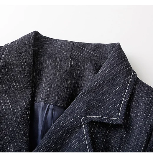 Женский однотонный костюм-блейзер с длинным рукавом двубортный топ поясом и