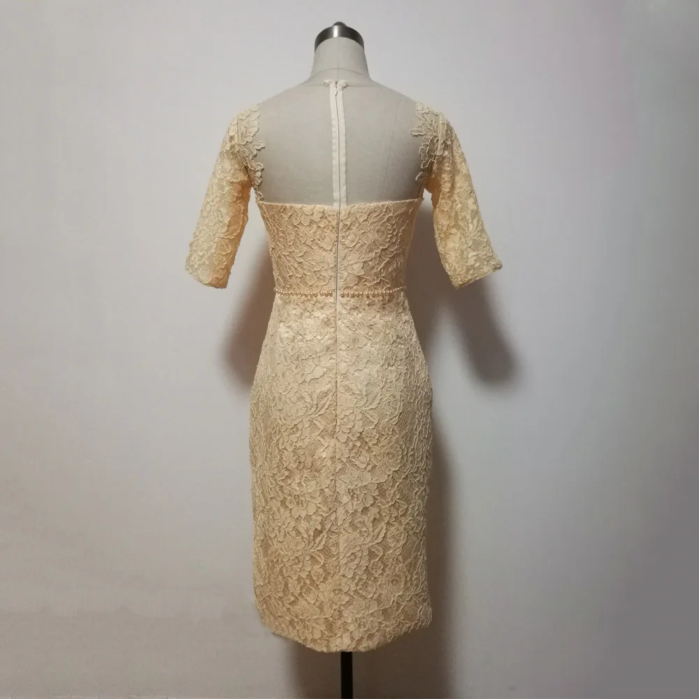 JIERUIZE/кружевное платье цвета шампанского до колена для мамы и дочки с короткими