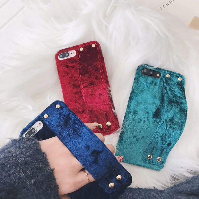 Hot sales Fashion protector Smart phone Cases For coque iphone x Case 6s 7 8 plus Plush Cover hand strap moblie | Мобильные телефоны