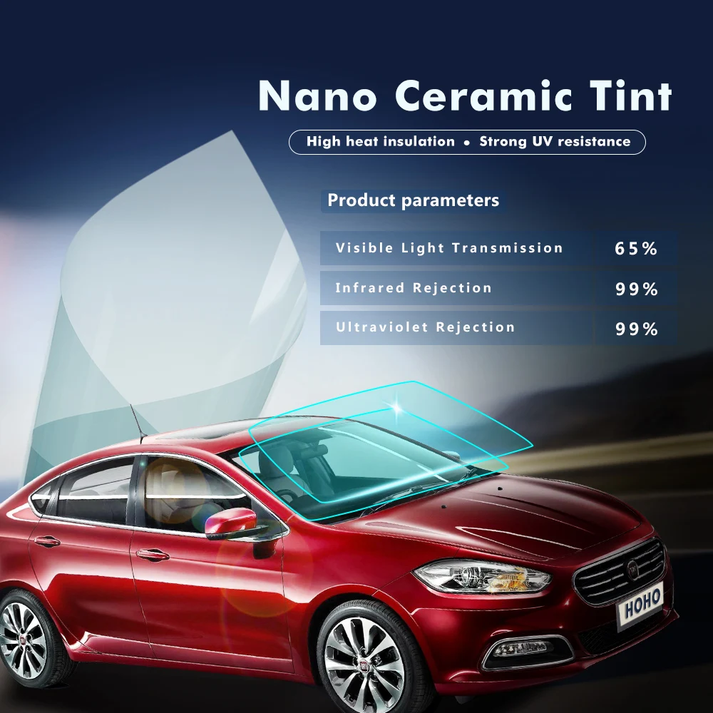 

1.52x0.5m 65% VLT 2mil Nano Ceramic Car Windshield Side Front Window Solar Film Shatterproof Auto Foil Tint UV Proof (60"x20")