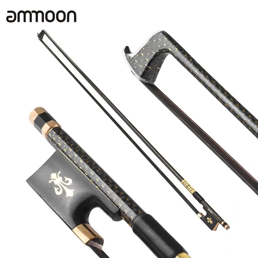 

ammoon 4/4 Violin Fiddle Bow Well Balanced Golden Braided Carbon Fiber Round Stick Ebony Frog AAA Mongolia Black Horsehair