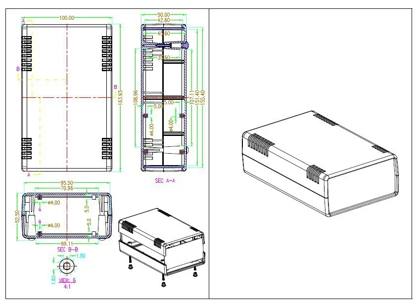 [2 цвета] пластиковый корпус для электронной распределительной коробки 160*100*51 мм
