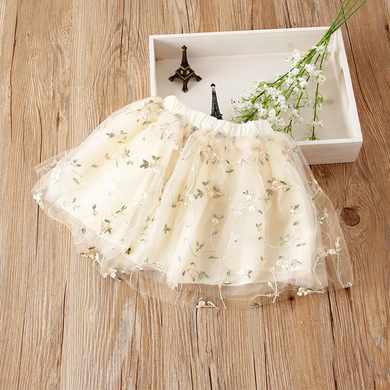 Сетчатая юбка с цветочной вышивкой для девочек детские юбки детская Короткая