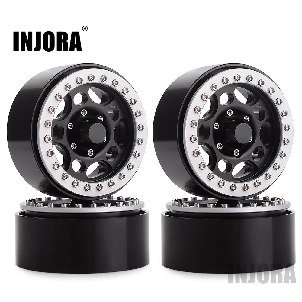 INJORA 4PCS Metal 1.9 Beadlock Wheel Rim Hub for 1:10 RC Crawler Axial SCX10 SCX10 II 90046 D90 D110 MST