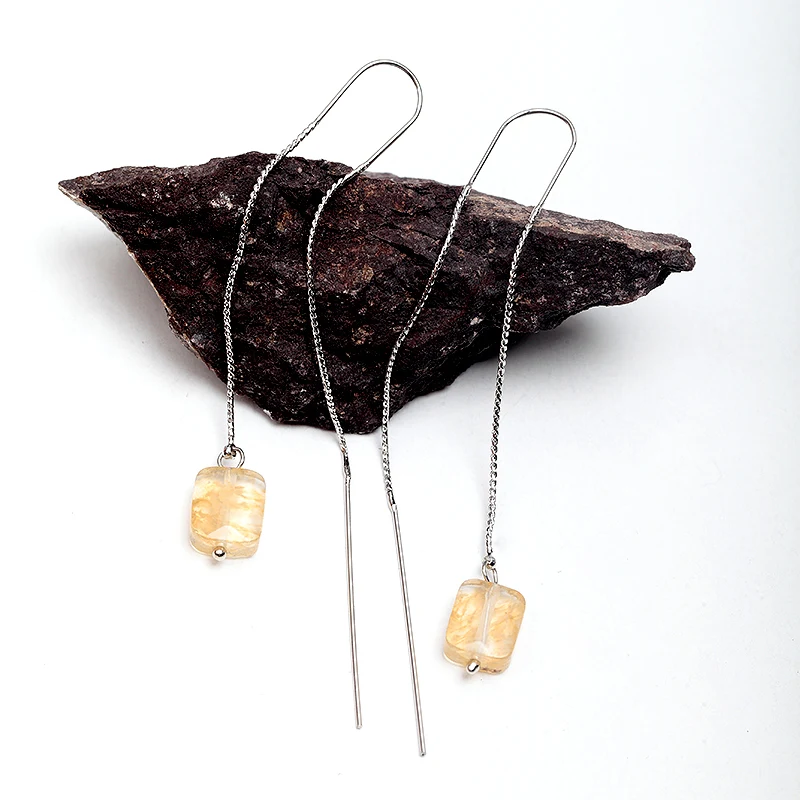Дикий и свободный женский желтый натуральный камень висячие серьги в ретро стиле