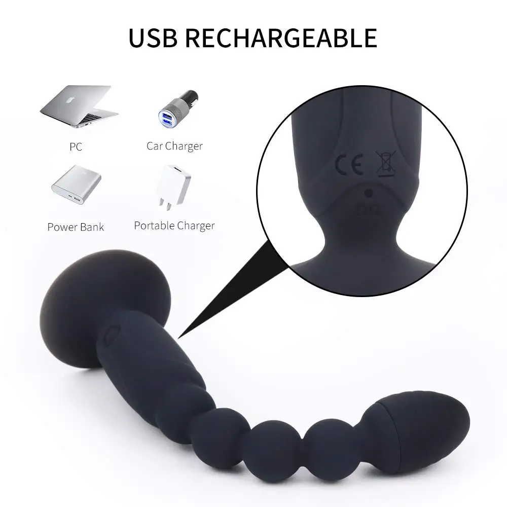 7 частотный фаллоимитатор вибратор массажер с анальными бусинами анальная