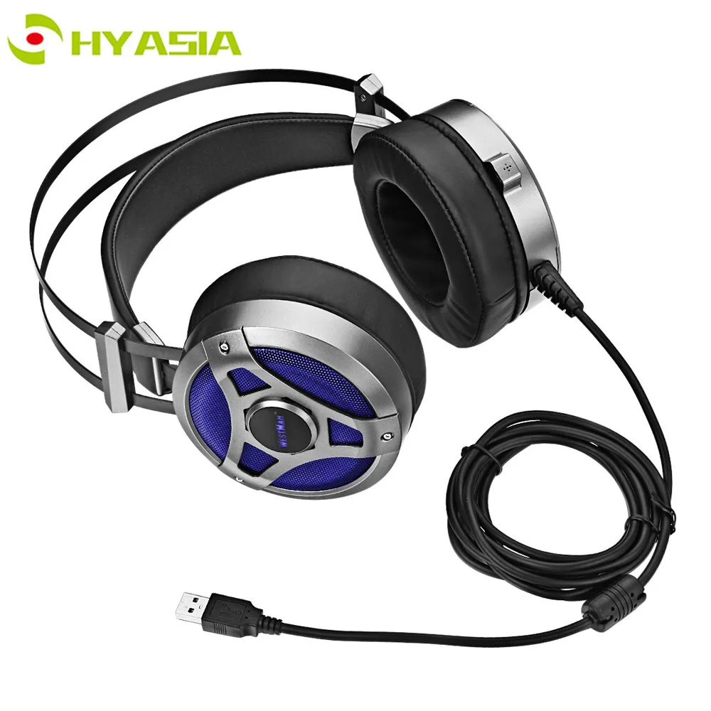 HYASIA стерео игровая usb гарнитура 3D объемный бас наушники для ПК Игровые