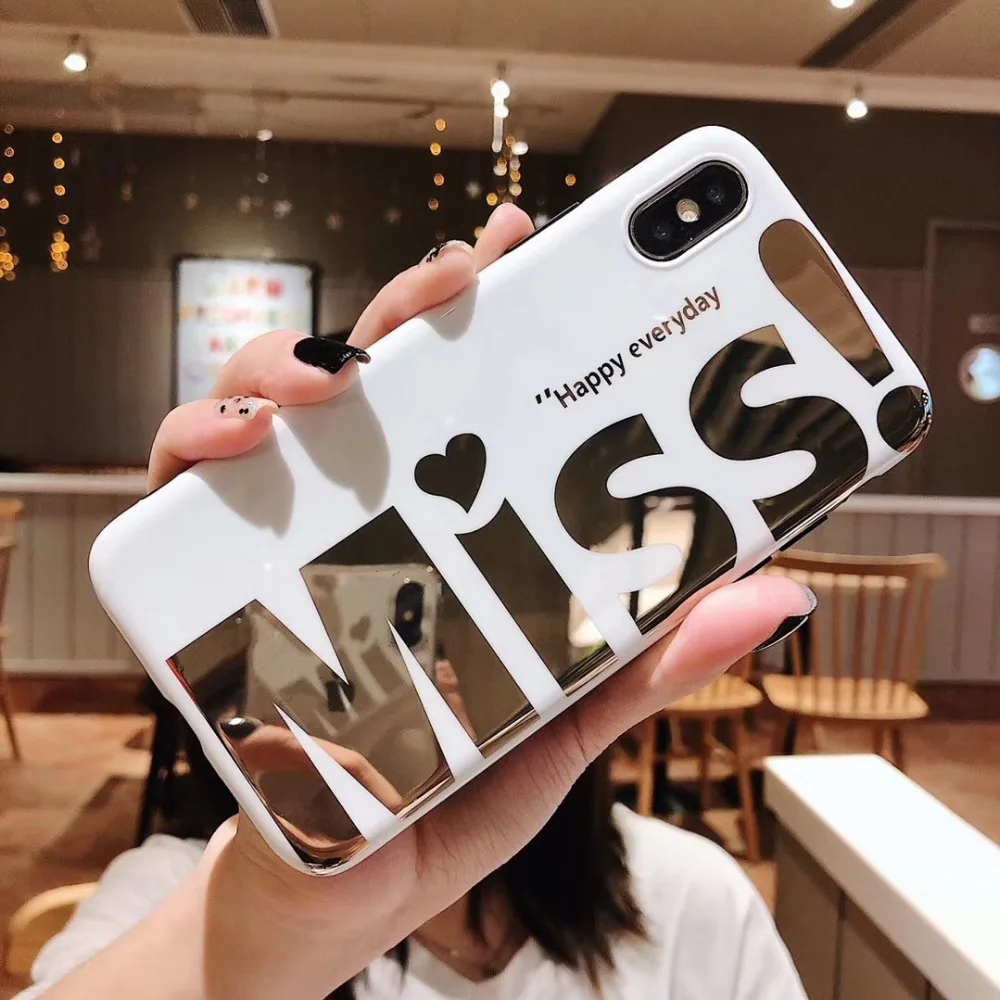 Gilding Simple Individual Word Soft Silicone Of TPU Cover For iPhone XR XS MAx Plain Color Bottom case 6 6S 7 8 Plus |