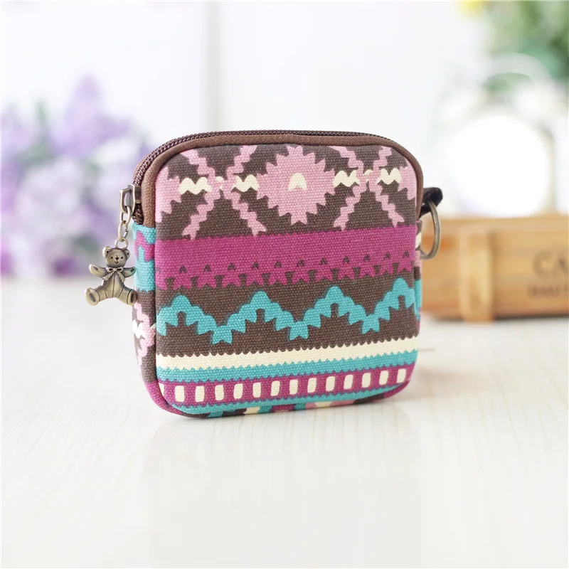 square 12 Ретро мини-сумка, женские кошельки для монет, Kawaii, короткий кошелек, для девочек, кошка, маленький холщовый кошелек, сумки для карт, женские кошельки для рук, для дам, детей - Цвет: square 12
