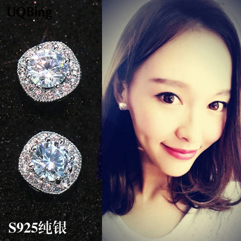 Новое поступление, модные серебряные серьги-гвоздики с цветными кристаллами для женщин, ювелирные изделия, серьги, модные ювелирные изделия