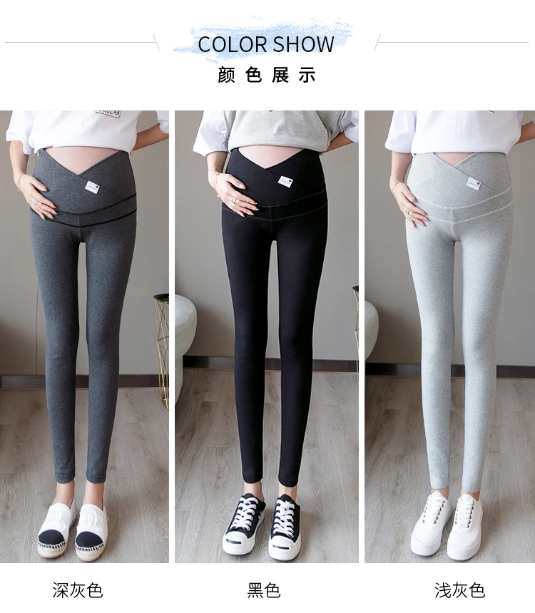 1911# Autumn Winter Skinny Maternity Legging Across V Low Waist Belly Legging for Pregnant Women Cotton Pregnancy Pencil Pants