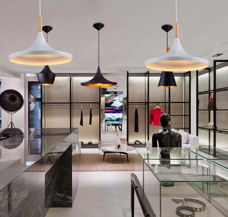 Британский дизайн черный белый медный абажур высокий толстый широкий подвесной