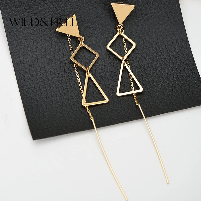 Женские Треугольные Серьги-гвоздики из цинкового сплава длинные серьги-гвоздики