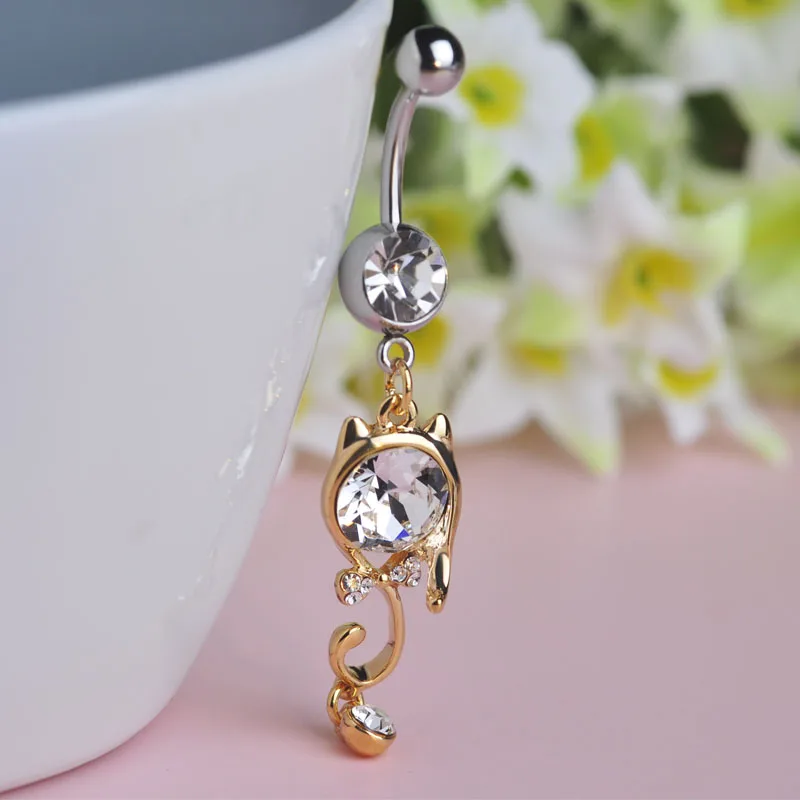 Милый австрийский пирсинг Хрустальный Кот Китти мультфильм висячий пупок