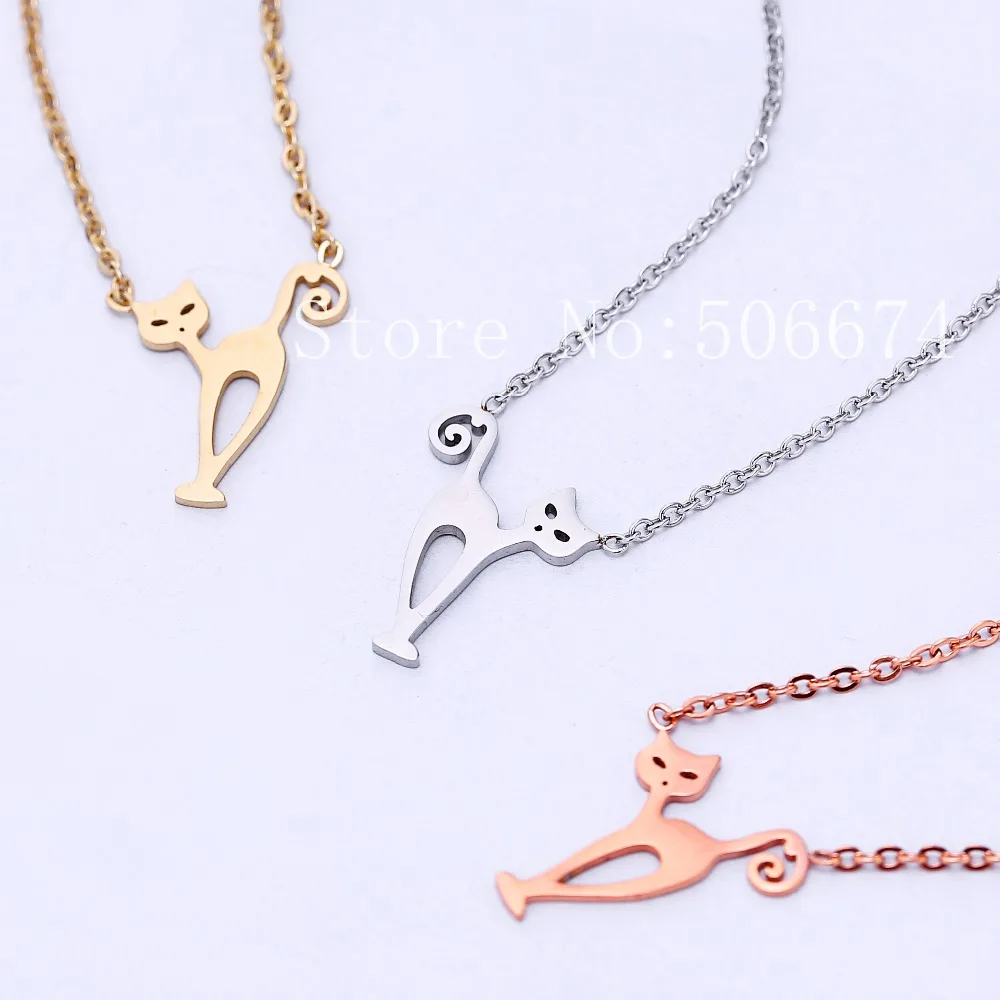 

Классическая бижутерия для влюбленных пар, милый кот, подвеска, ожерелье, многослойное ожерелье, розовое золото, нержавеющая сталь