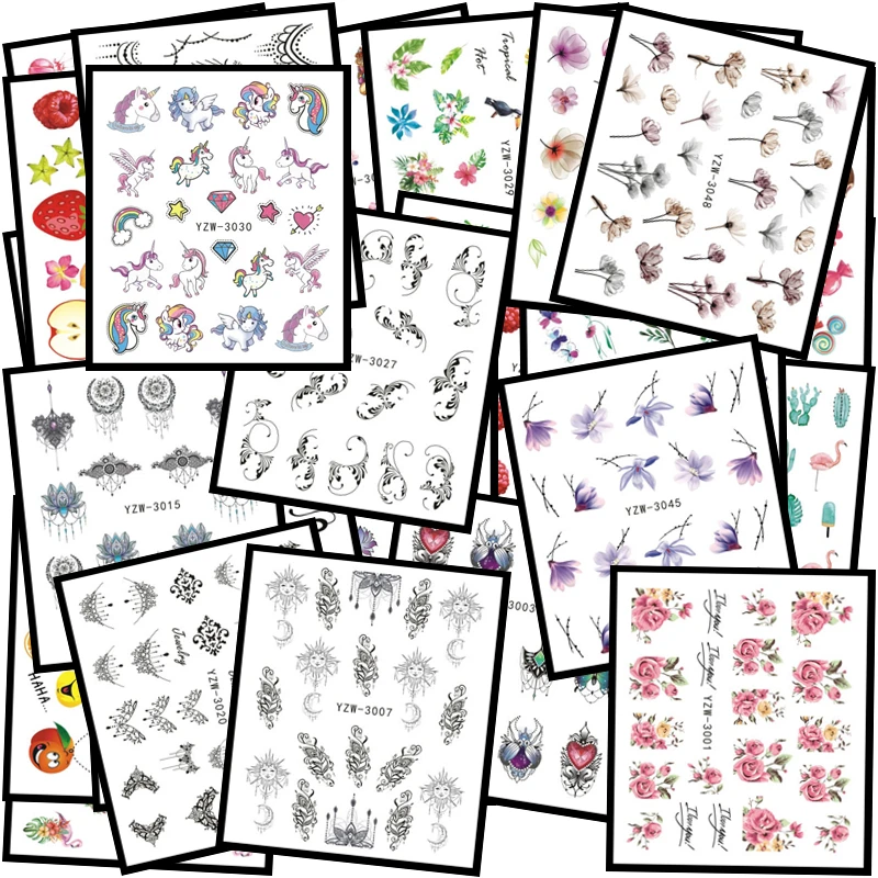 

1PC Black Flower Vine Nail Water Sticker Leaf Lace Design Slider Nail Art Decal Beauty Foils Decoration