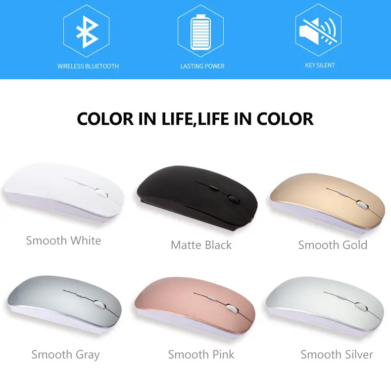 Аккумуляторная Bluetooth 4,0 Беспроводная тонкая мышь Мыши для iPad Mac Apple ноутбук Macbook Ноутбук Настольный планшет поддержка 10