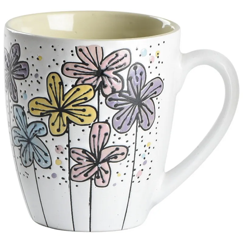 420 мл ручная роспись цветок керамическая кофейная кружка украшения для дома