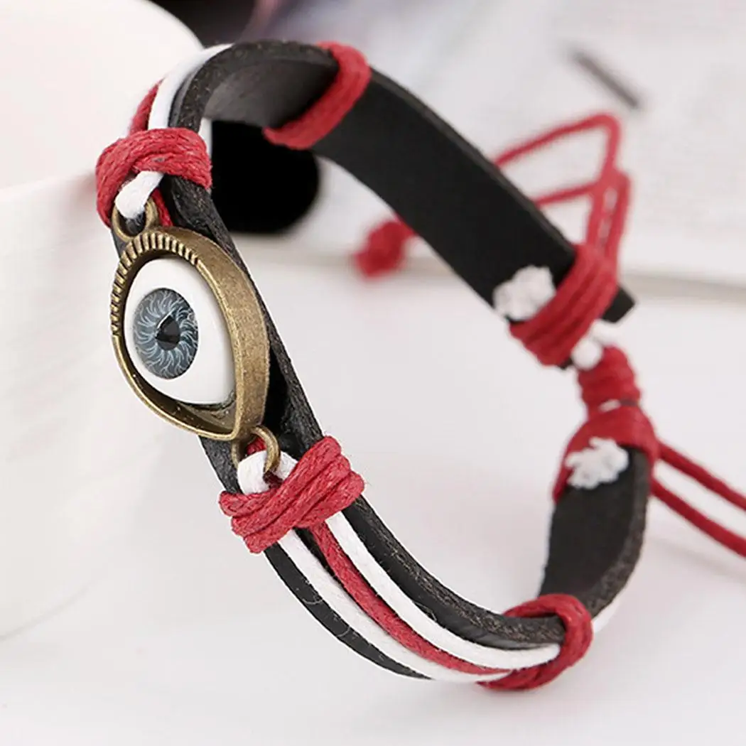 Everyday adjustable 4 6 Wristband Artificial 2 Eye 12cm 7inch Leather Women Weave New Bracelet Beauty Metal Bangle | Украшения и