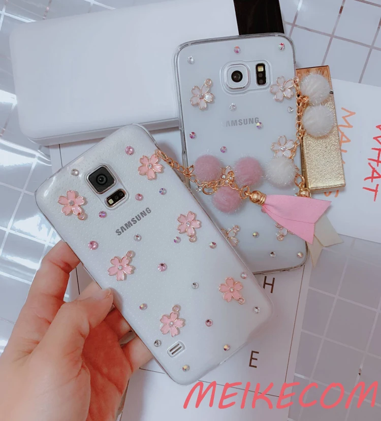 Sakura Cherry Phone Case For Apple iPhone XS MAX XR X Rhinestone Tassel Soft Cases Cover iphone 6 6S 7 8 Plus |
