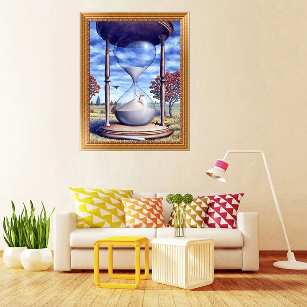 5D DIY Diamond Painting Full Drill Embroidery Wall Sticker for Decor - Hourglass with Grass (12 x 16inch) | Дом и сад