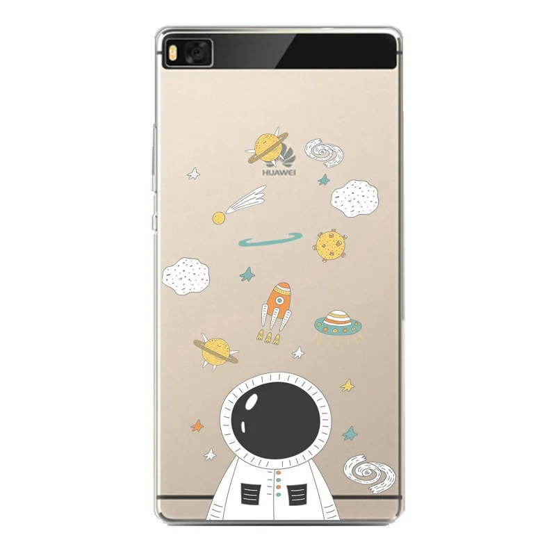 Rocket Soft Clear TPU Phone Case For huawei P10plus P8 P9lite honor 3c 4c 6a 7 8 9 5c Flora Astronaut Fish Cover Free Shipping | Мобильные