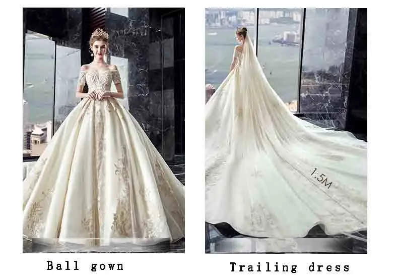 Custom Deluxe Champagne Evening Formal Dress Red Carpet Bridal Wedding Party Trailing Dress Ball Gown For Lady Plus Size 5XL