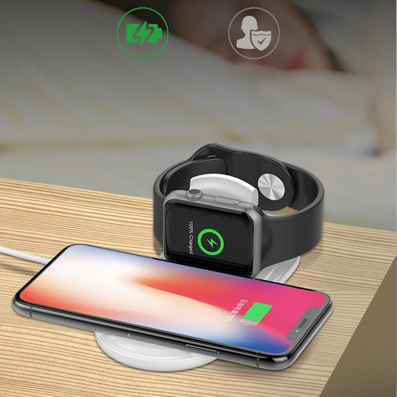 2 в 1 Беспроводное зарядное устройство для iPhone X 8 XR XS Max samsung S8 S7 S9 10 Вт QI Быстрая