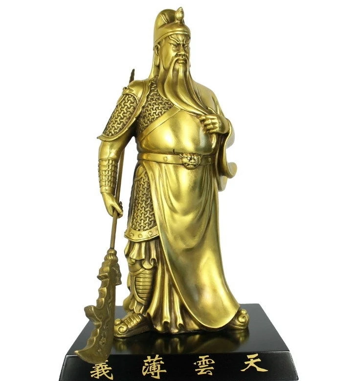 Китайская латунная медная Изысканная лоялизм guan Gong Yu God Warrior hold меч статуя | Дом и