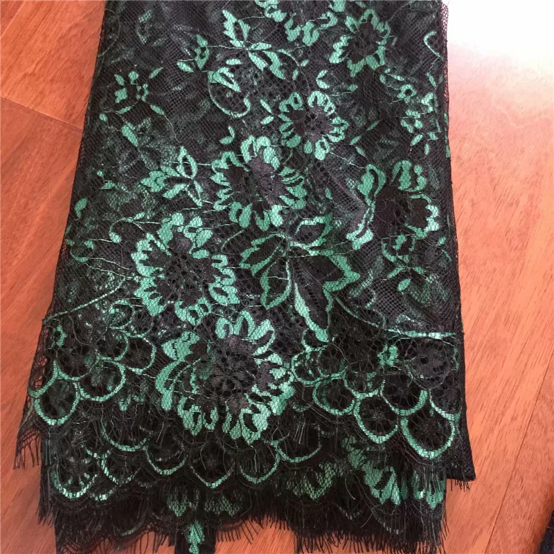 Black green Новые французские ресницы кружевной ткани Diy изысканные кружева вышивка одежды свадебное платье аксессуары RS1645 - Цвет: Black green