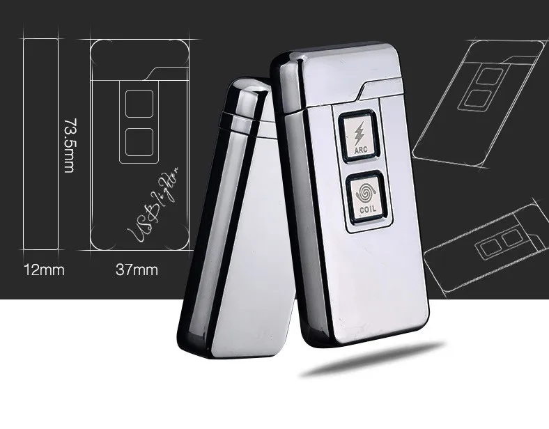 Новинка 2-в-1 смарт-Электронная зажигалка 2 в 1 с катушкой USB-зажигалка
