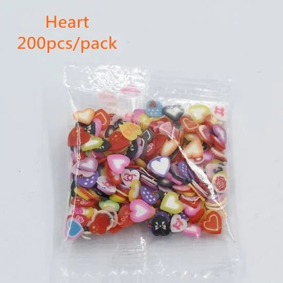Heart Fxinba 200 шт./пакет мини фимо фрукты Ломтики для поставки слаймов/рисунки на ногтях наконечник из полимерной глины декоративная обсыпка ломтик Шлама Игрушки Лизун "сделай сам" - Цвет: Heart