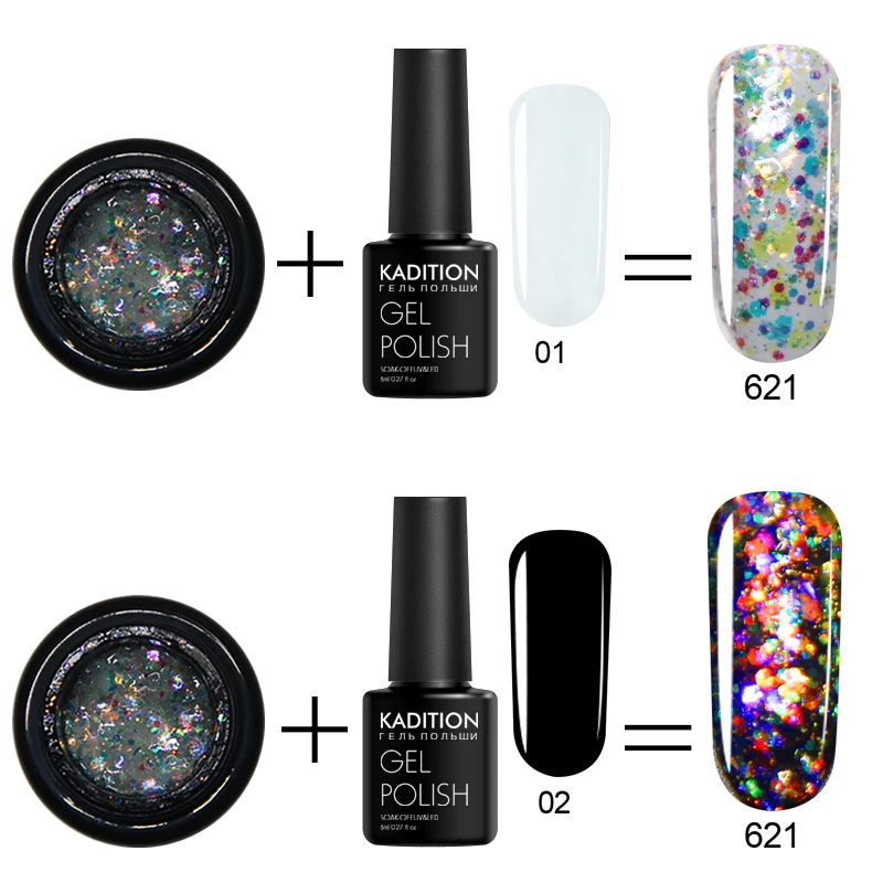 KADITION Новый Сияющий Гель лак для ногтей 5 мл Радужный блестящий гель Платиновый