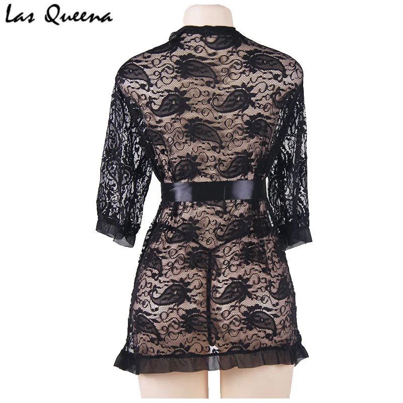 Прозрачное кимоно Сексуальное белье для женщин с половинными рукавами